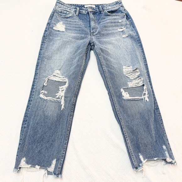 Flying Monkey Distressed Ripped Knee and Hem Denim Jeans Size 29 - Picture 2 of 8